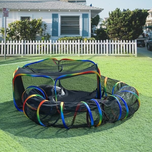 LUCKITTY Outdoor Rainbow Cat Enclosures Playground,Outside House for Indoor Cats Include Portable Cat Tent, Circle Playpen Tunnel, for Kitty and Small Animals,Within Storage Bag - Image 4