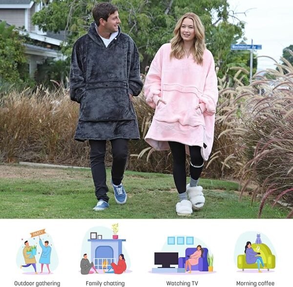 Catalonia Oversized Blanket Hoodie Sweatshirt, Wearable Sherpa Lounging Pullover for Adults Women Men - Image 6
