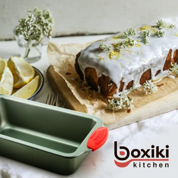 Boxiki Kitchen Non Stick Steel Banana Bread Pan for Baking, Premium Loaf Pan 8.5 Inch With Easy to Clean & Quick Release Coating - Professional Baking Pan With Silicone Handles for Baking Banana Bread - Image 2
