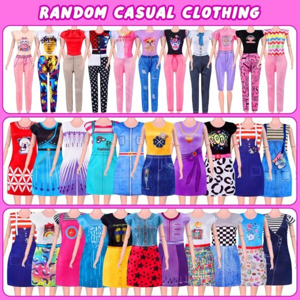 342 Pcs Doll Clothes and Accessories with Doll, Princess Gowns, Fashion Dresses, Top, Pants, Swimsuits, Shoes, Hangers and Other Accessories, Doll Playset Dress up Toy for Girls Toddlers Gift Toys - Image 2