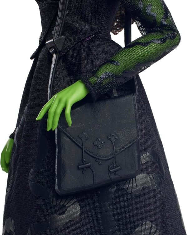 Mattel Universal Wicked Elphaba Fashion Doll & Accessories with Green Skin, Braided Black Hair, Posability & Removable Ballroom Look - Image 5