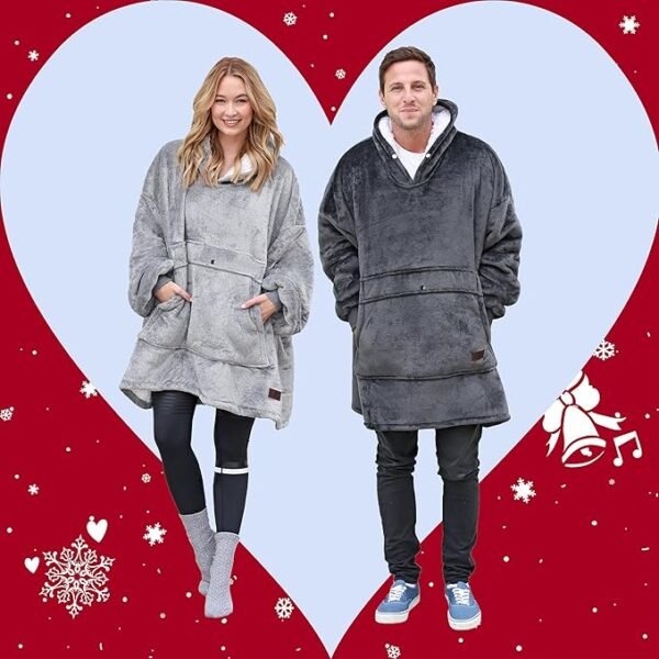 Catalonia Oversized Blanket Hoodie Sweatshirt, Wearable Sherpa Lounging Pullover for Adults Women Men - Image 5