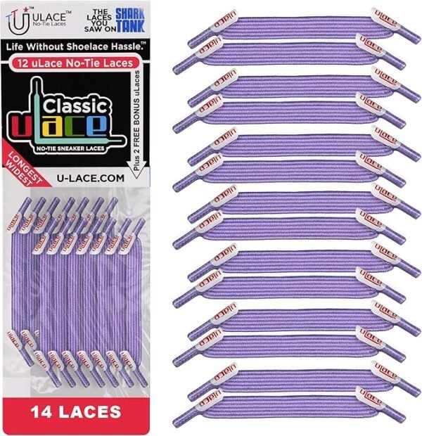 uLace Classic No-Tie Shoelaces - Elastic Shoe Laces for Sneakers | Stretchy, Elastic Laces | Easy Installation - 14 Laces