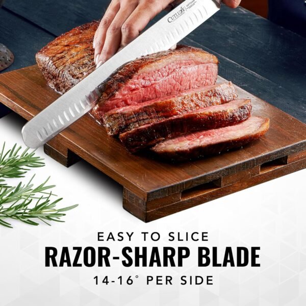 Cutluxe Slicing Carving Knife – 12" Brisket Knife, Meat Cutting and BBQ Knife – Razor Sharp German Steel, Sheath Included, Full Tang, Ergonomic Handle Design, Grilling Gifts for Men – Artisan Series - Image 3