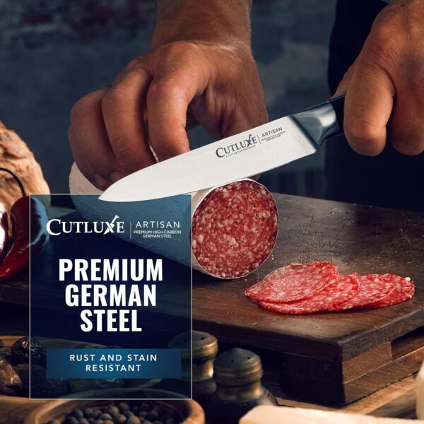 Cutluxe Chef Knife Set, 3 PCS Professional Chef's Knife Set – Razor Sharp German Steel, Full Tang, Ergonomic Handles - Artisan Series - Image 8