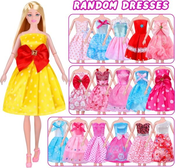 342 Pcs Doll Clothes and Accessories with Doll, Princess Gowns, Fashion Dresses, Top, Pants, Swimsuits, Shoes, Hangers and Other Accessories, Doll Playset Dress up Toy for Girls Toddlers Gift Toys - Image 7