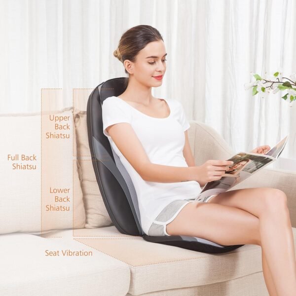Snailax Shiatsu Massage Cushion with Heat Massage Chair Pad Kneading Back Massager for Home Office Seat use - Image 5