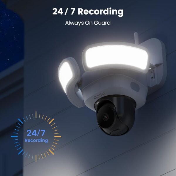 AOSU Floodlight Camera Wired, 3K UHD Security Camera Outdoor, 360° Coverage Surveillance, 24/7 Recording, Motion Detection, 2600-Lumen Motion-Activated Floodlight, Color Night Vision, No Monthly Fee - Image 4