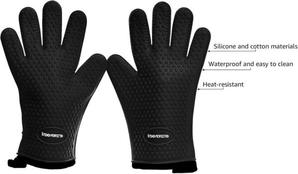 KITCHEN PERFECTION Silicone Smoker Oven Gloves -Extreme Heat Resistant BBQ Gloves -Handle Hot Food Right on Your Smoker Grill Fryer Pit|Waterproof Oven Mitts Grill Gloves |Superior Value Set+3 Bonuses - Image 2