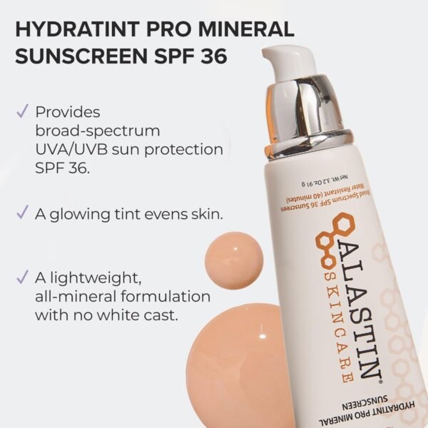 ALASTIN Skincare HydraTint Pro Mineral Sunscreen SPF 36 (3.2 oz) | 2-in-1 Tinted Daily Sunblock | Fragrance-Free, Water Resistant - Image 2