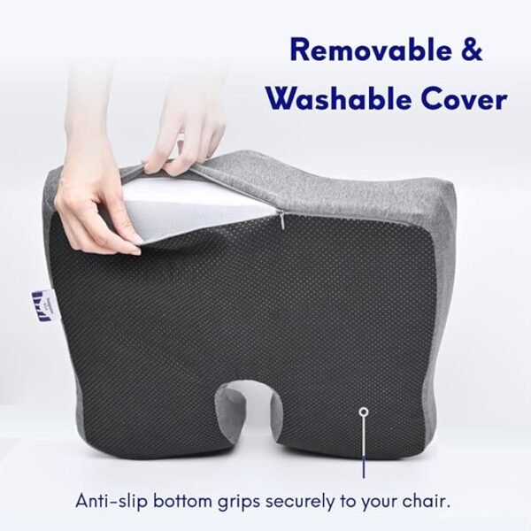 Cushion Lab Patented Pressure Relief Seat Cushion for Long Sitting Hours on Office & Home Chair - Extra-Dense Memory Foam for Soft Support. Car Pad for Hip, Tailbone, Coccyx, Sciatica - Black - Image 6