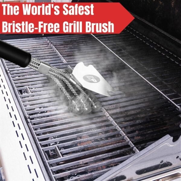KP 3 in 1 Dream Set- Safe Grill Cleaning Kit - Bristle Free Grill Brush for Outdoor Grill w/Grill Scraper +Heavy Duty Grill Mat|Best BBQ Brush for Grill Cleaning | Grill Accessories for All Grills - Image 2