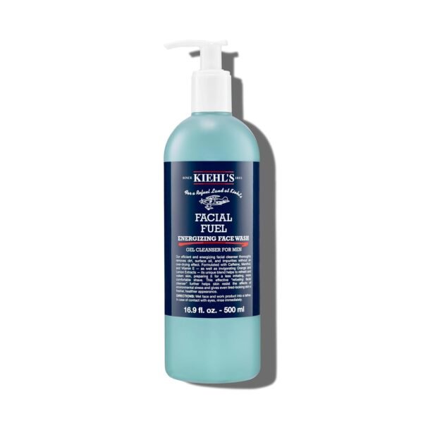 Kiehl's Facial Fuel Face Wash, Refreshing + Invigorating Men's Gel Cleanser, with Caffeine, Vitamin E and Menthol, Non-Drying Formula Moisturizes Skin, Great for Clogged Pores, for All Skin Types