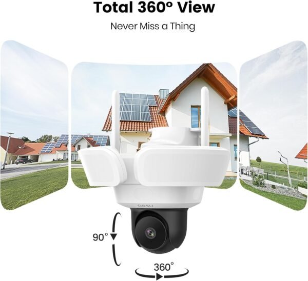 AOSU Floodlight Camera Wired, 3K UHD Security Camera Outdoor, 360° Coverage Surveillance, 24/7 Recording, Motion Detection, 2600-Lumen Motion-Activated Floodlight, Color Night Vision, No Monthly Fee - Image 3