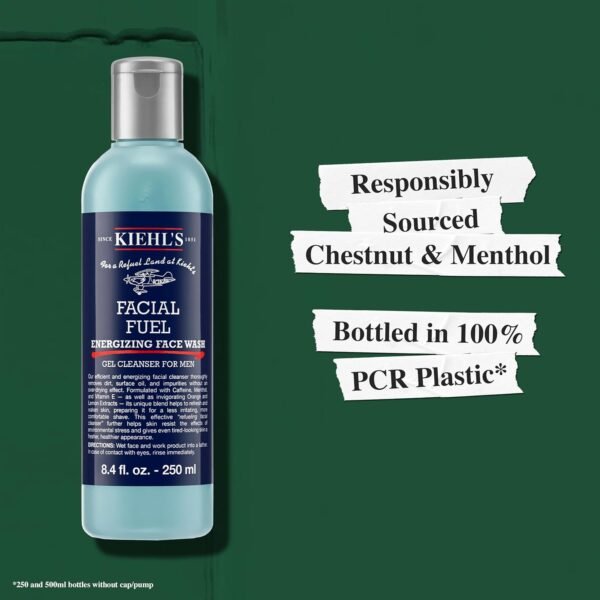 Kiehl's Facial Fuel Face Wash, Refreshing + Invigorating Men's Gel Cleanser, with Caffeine, Vitamin E and Menthol, Non-Drying Formula Moisturizes Skin, Great for Clogged Pores, for All Skin Types - Image 2