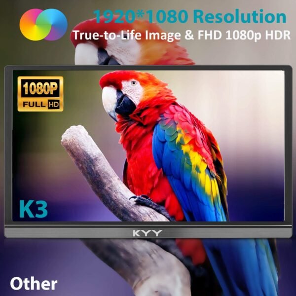 KYY Portable Monitor 15.6inch 1080P FHD USB-C, HDMI Computer Display HDR IPS Gaming Monitor w/Premium Smart Cover & Screen Protector, Speakers, for Laptop PC MAC Phone PS4 Xbox Switch - Image 7