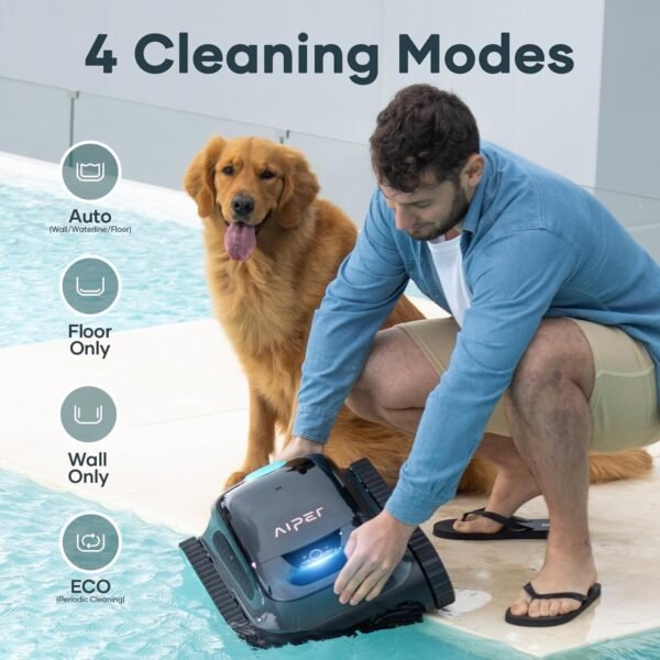 AIPER Scuba S1 Cordless Robotic Cleaner, Smart Navigation for Inground Pools up to 1,600 Sq.ft, Wall and Waterline Cleaning Vacuum - Image 2