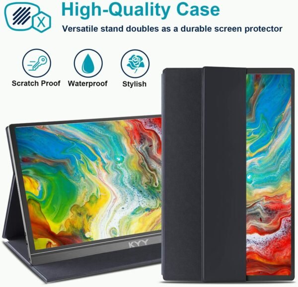 KYY Portable Monitor 15.6inch 1080P FHD USB-C, HDMI Computer Display HDR IPS Gaming Monitor w/Premium Smart Cover & Screen Protector, Speakers, for Laptop PC MAC Phone PS4 Xbox Switch - Image 10