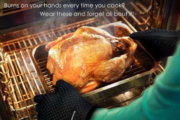 KITCHEN PERFECTION Silicone Smoker Oven Gloves -Extreme Heat Resistant BBQ Gloves -Handle Hot Food Right on Your Smoker Grill Fryer Pit|Waterproof Oven Mitts Grill Gloves |Superior Value Set+3 Bonuses - Image 6