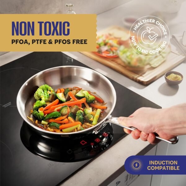 LEGEND COOKWARE 5 Ply Stainless Steel Pots and Pans Set | 14-Piece, Induction, Non-Toxic, Oven Safe | Best 18/8 Full Clad | Professional Kitchen Cooking, Heavy Chef Quality | PFOA, PTFE & PFOS Free - Image 6