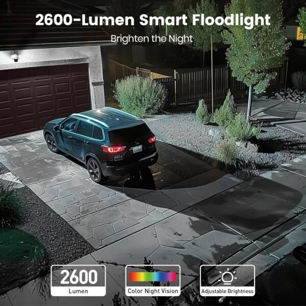 AOSU Floodlight Camera Wired, 3K UHD Security Camera Outdoor, 360° Coverage Surveillance, 24/7 Recording, Motion Detection, 2600-Lumen Motion-Activated Floodlight, Color Night Vision, No Monthly Fee - Image 5