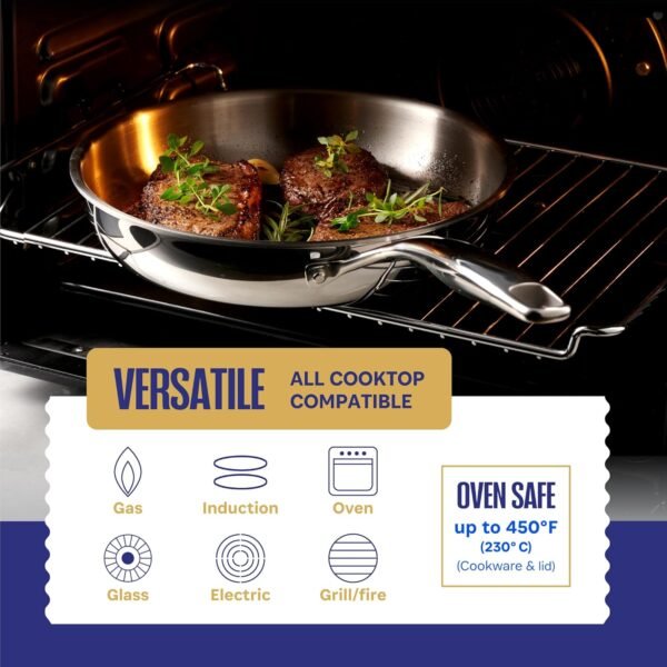 LEGEND COOKWARE 5 Ply Stainless Steel Pots and Pans Set | 14-Piece, Induction, Non-Toxic, Oven Safe | Best 18/8 Full Clad | Professional Kitchen Cooking, Heavy Chef Quality | PFOA, PTFE & PFOS Free - Image 5