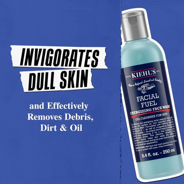 Kiehl's Facial Fuel Face Wash, Refreshing + Invigorating Men's Gel Cleanser, with Caffeine, Vitamin E and Menthol, Non-Drying Formula Moisturizes Skin, Great for Clogged Pores, for All Skin Types - Image 5