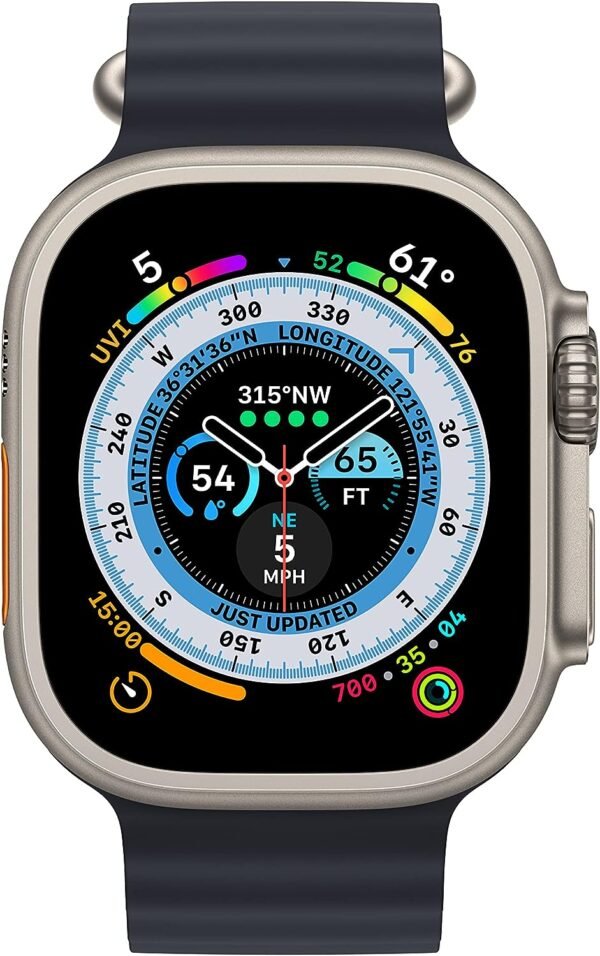 Apple Watch Ultra [GPS + Cellular 49mm] Titanium Case with Midnight Ocean Band, One Size (Renewed Premium) - Image 8